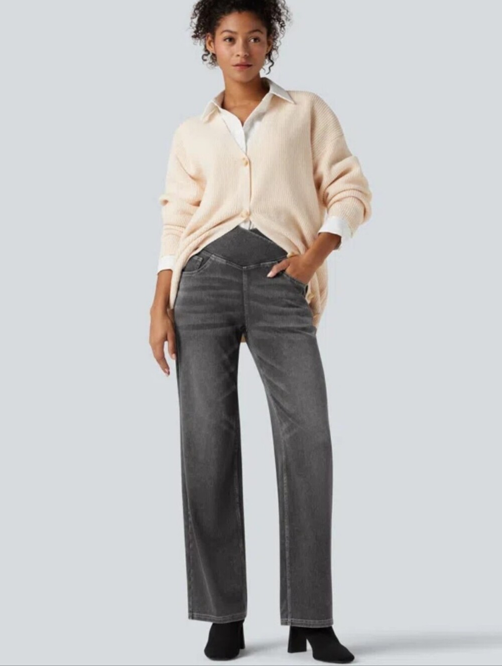 New Halara Flex Crossover High Waisted Tummy Control  Straight Leg Jeans L